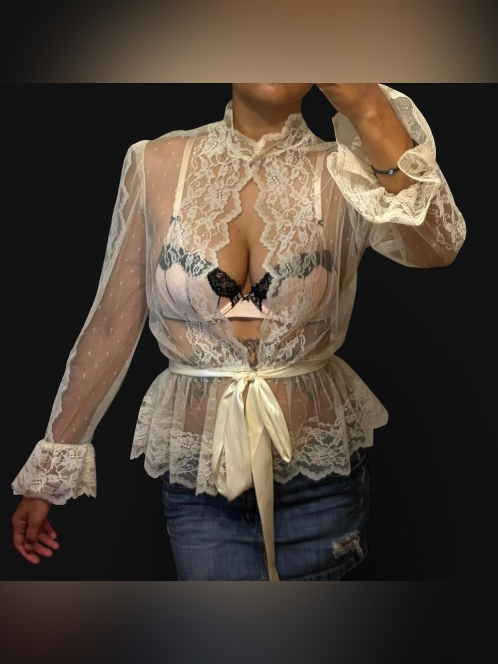 White Floral Lace Cardigan Top!